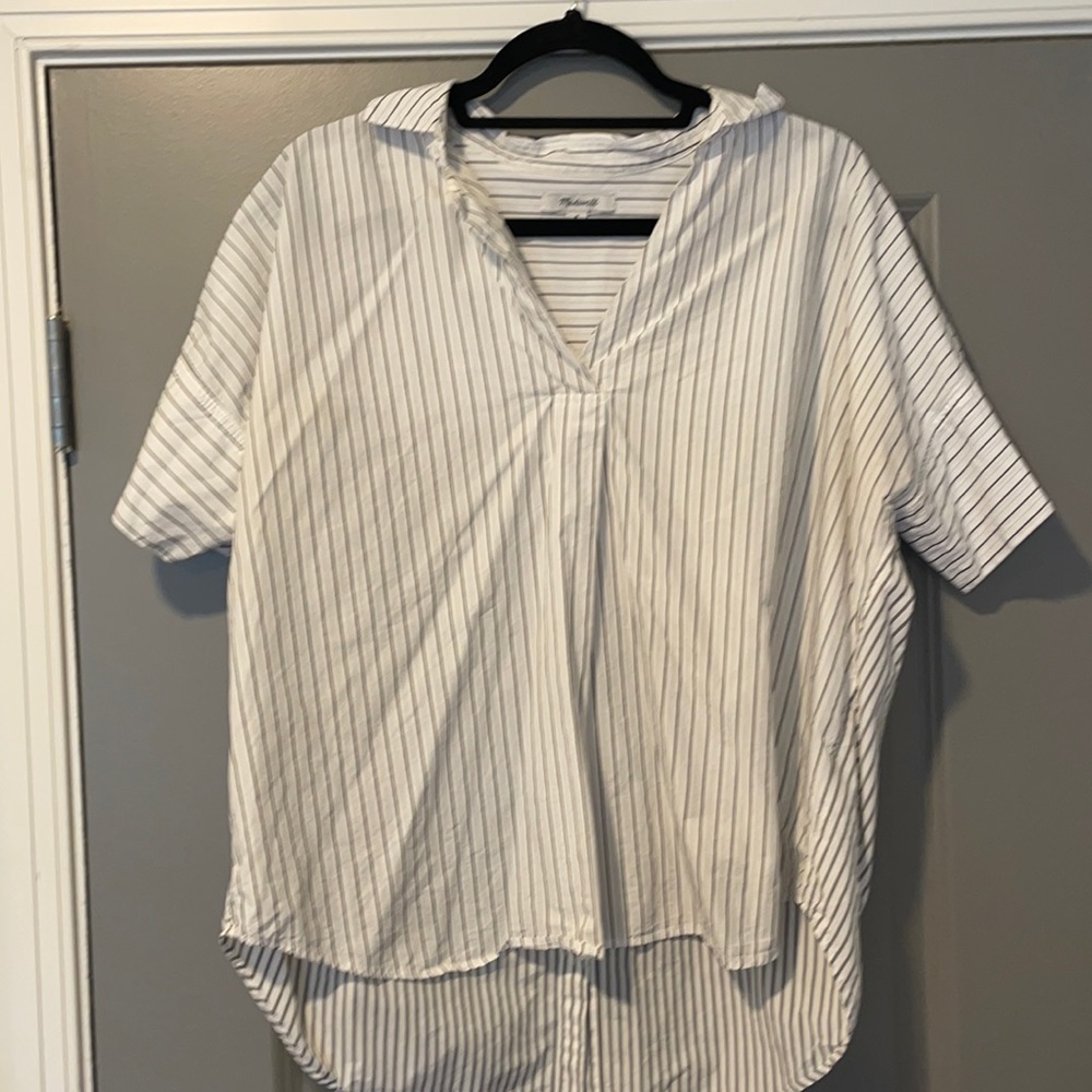 Cotton v neck collared Madewell top size medium